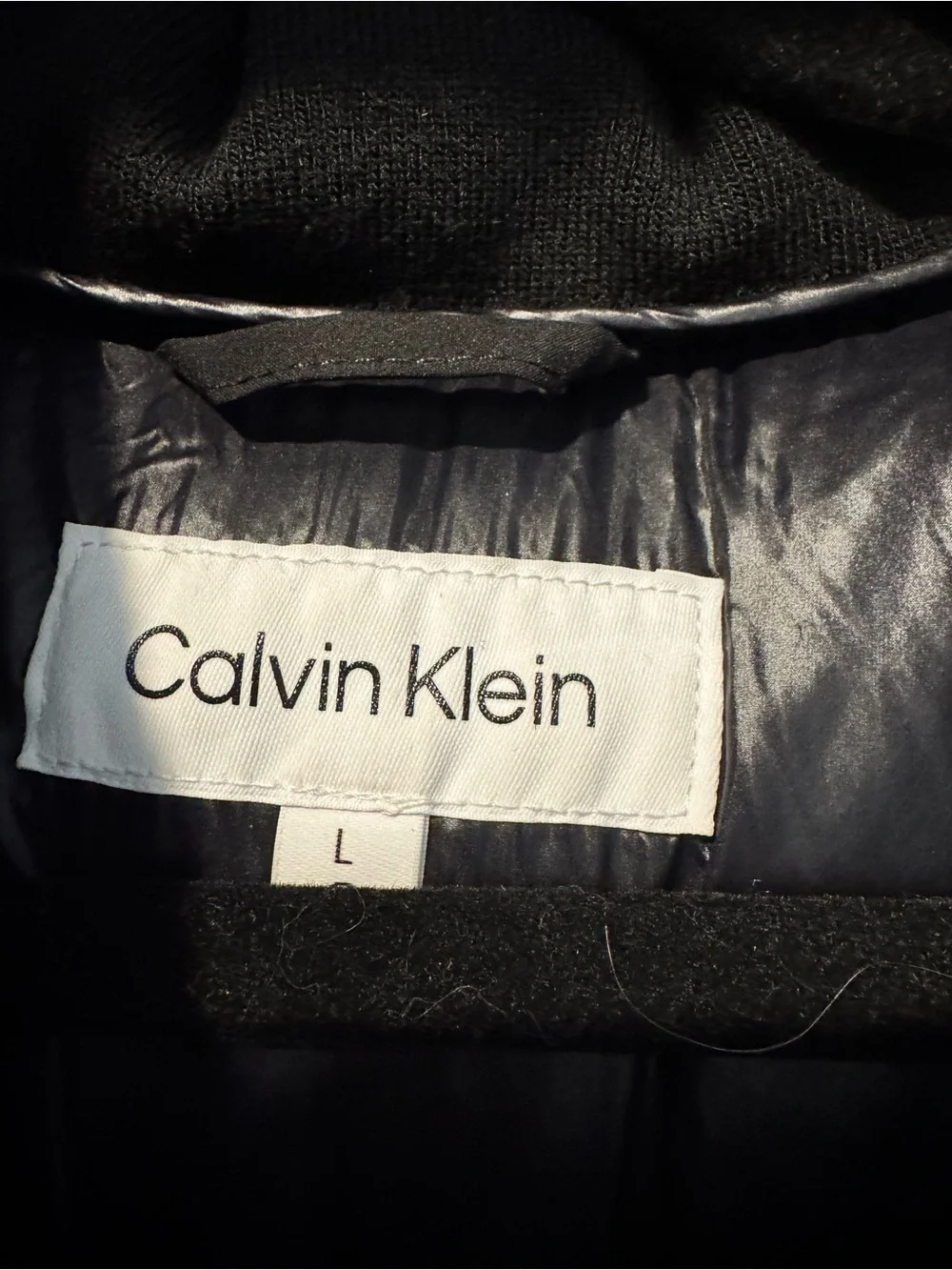 Calvin Klein Black Quilted Long Puffer Coat with Hood - Picture 3 of 7